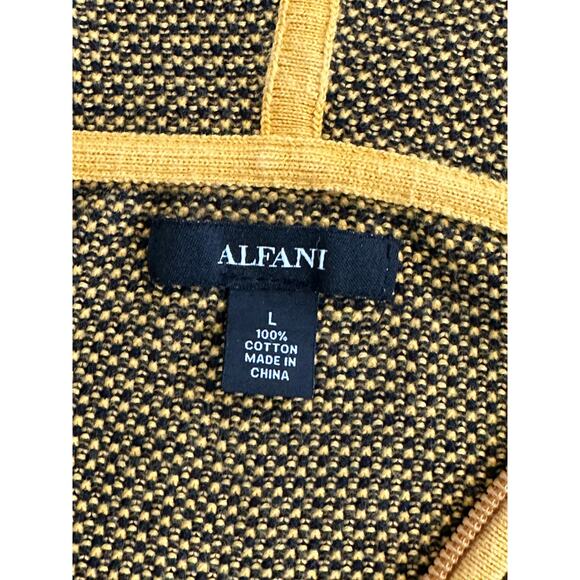 Alfani Mustard & Black Textured Zip-Up Hoodie (L) - Picture 3 of 6